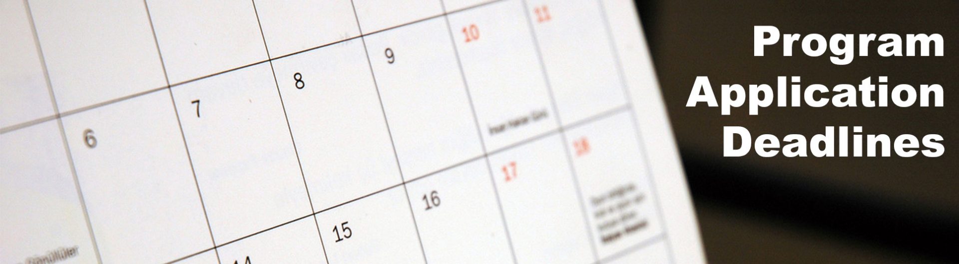 calendar showcasing program application deadlines