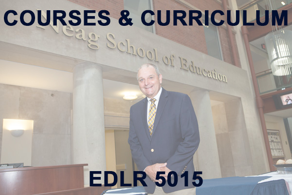 Dr. Richard Schwab.  Text reads: Courses & Curriculum, EDLR 5015